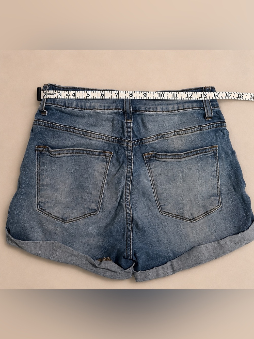 KanCan High Rise Distressed Cuffed Denim Shorts Size 5/26 - Picture 6 of 9